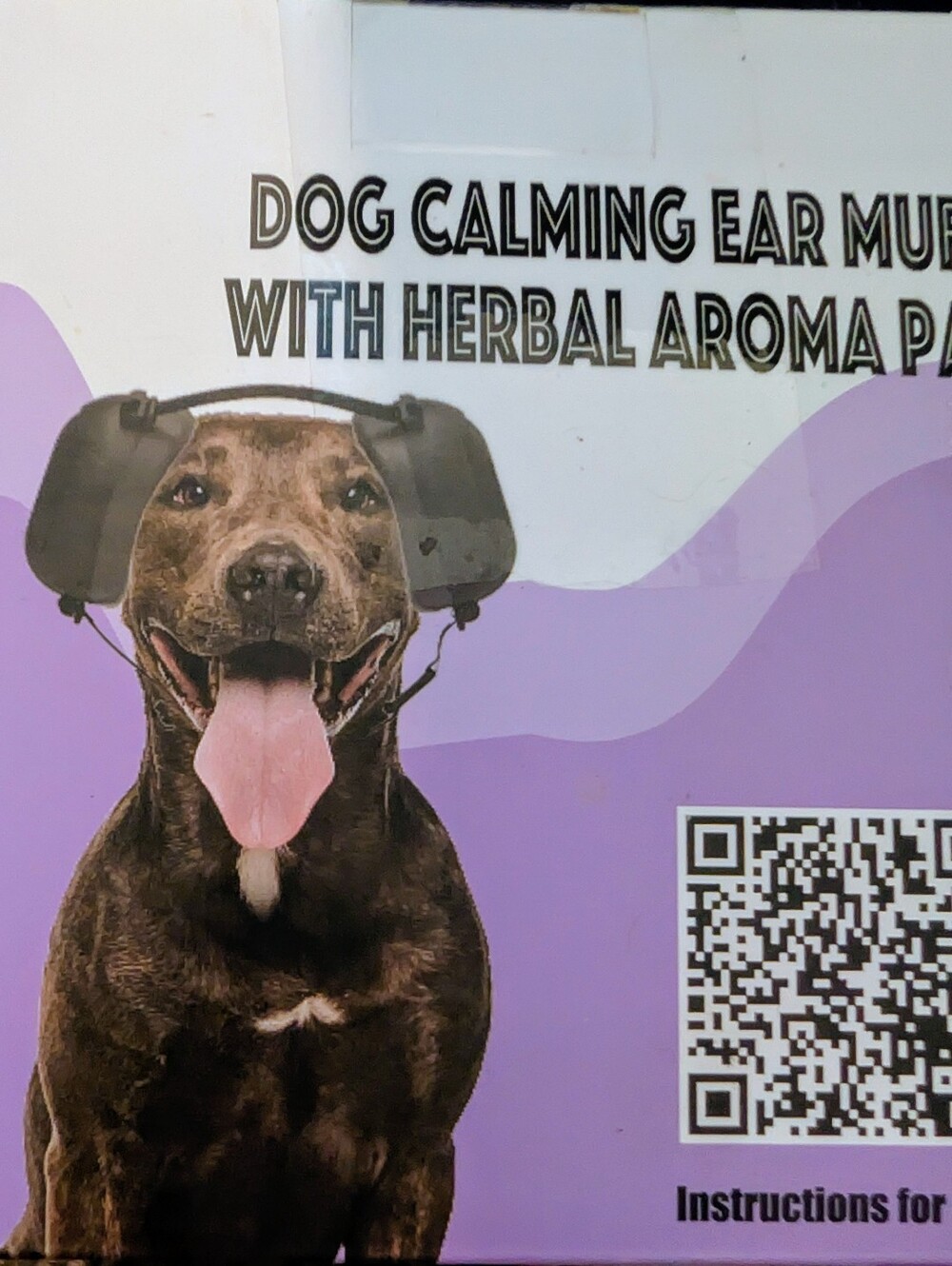 Dog Calming Ear Muffs with Herbal Aroma Pack - Purple